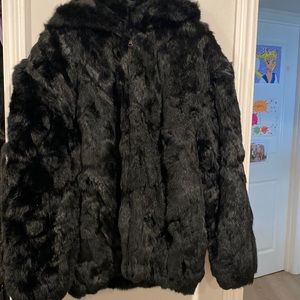 Rabbit coat barely used customs made Large